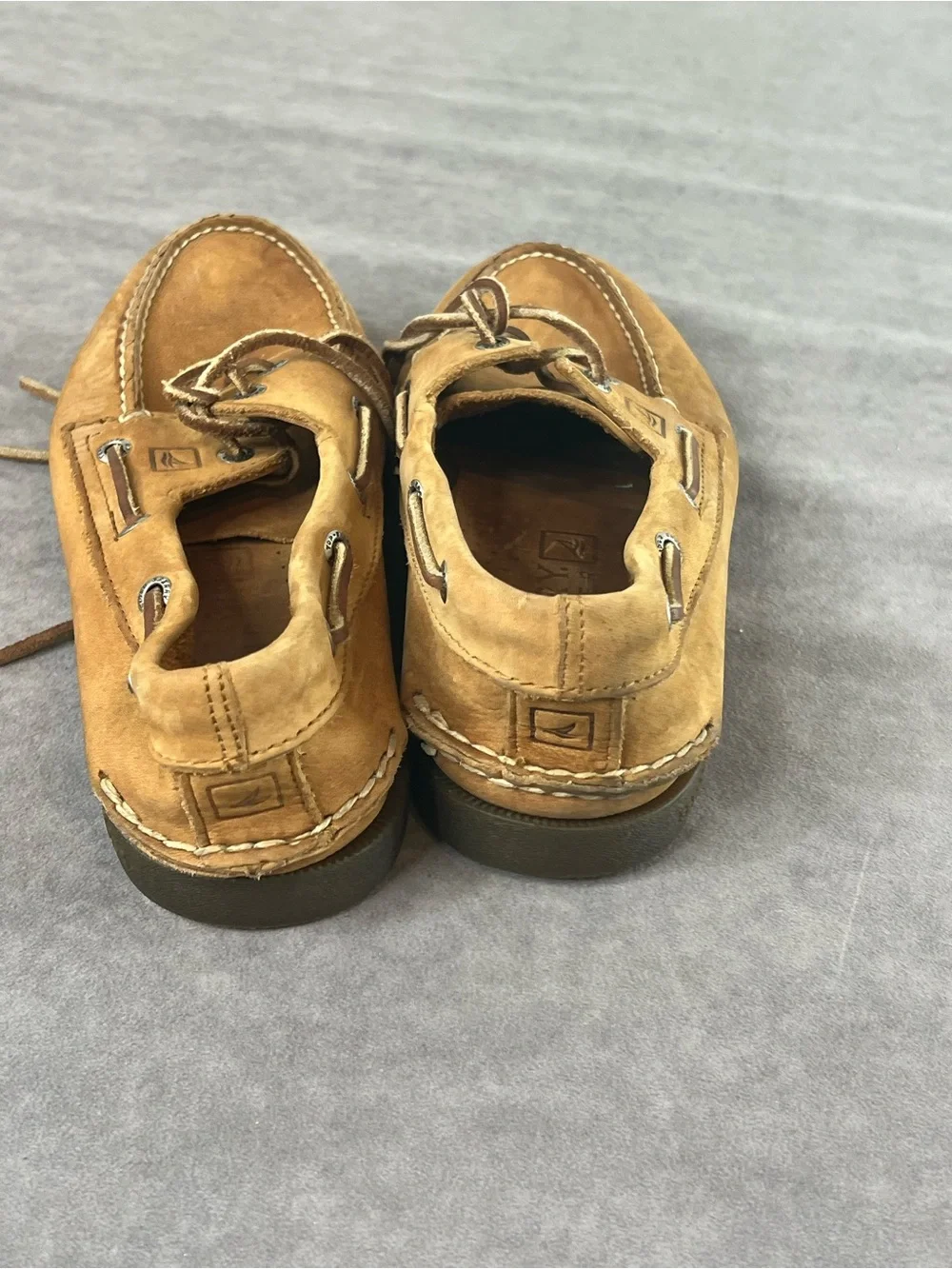 Sperry Tan/Light Brown Leather Moc Toe Boat Shoes